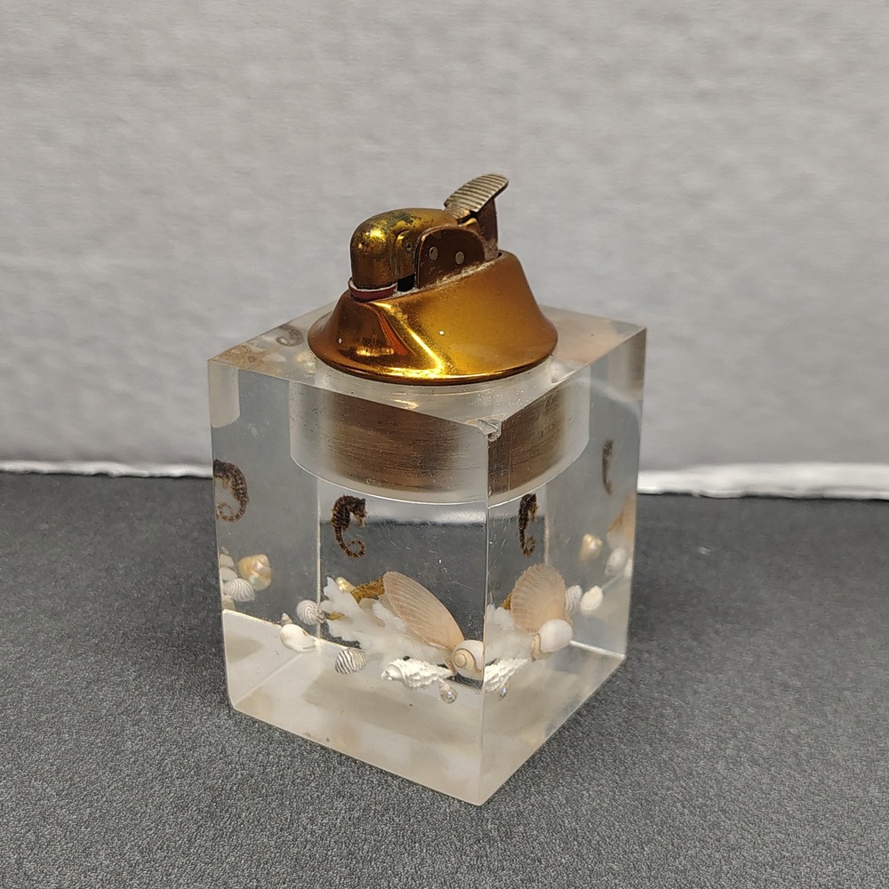 Vintage Lucite & Metal Nautical Table Lighter - Mid Century Modern - Unique